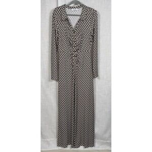 Bumblebee Boutique Pants Jumpsuit Women's Sz Medium M Long Sleeve Brown Print‎